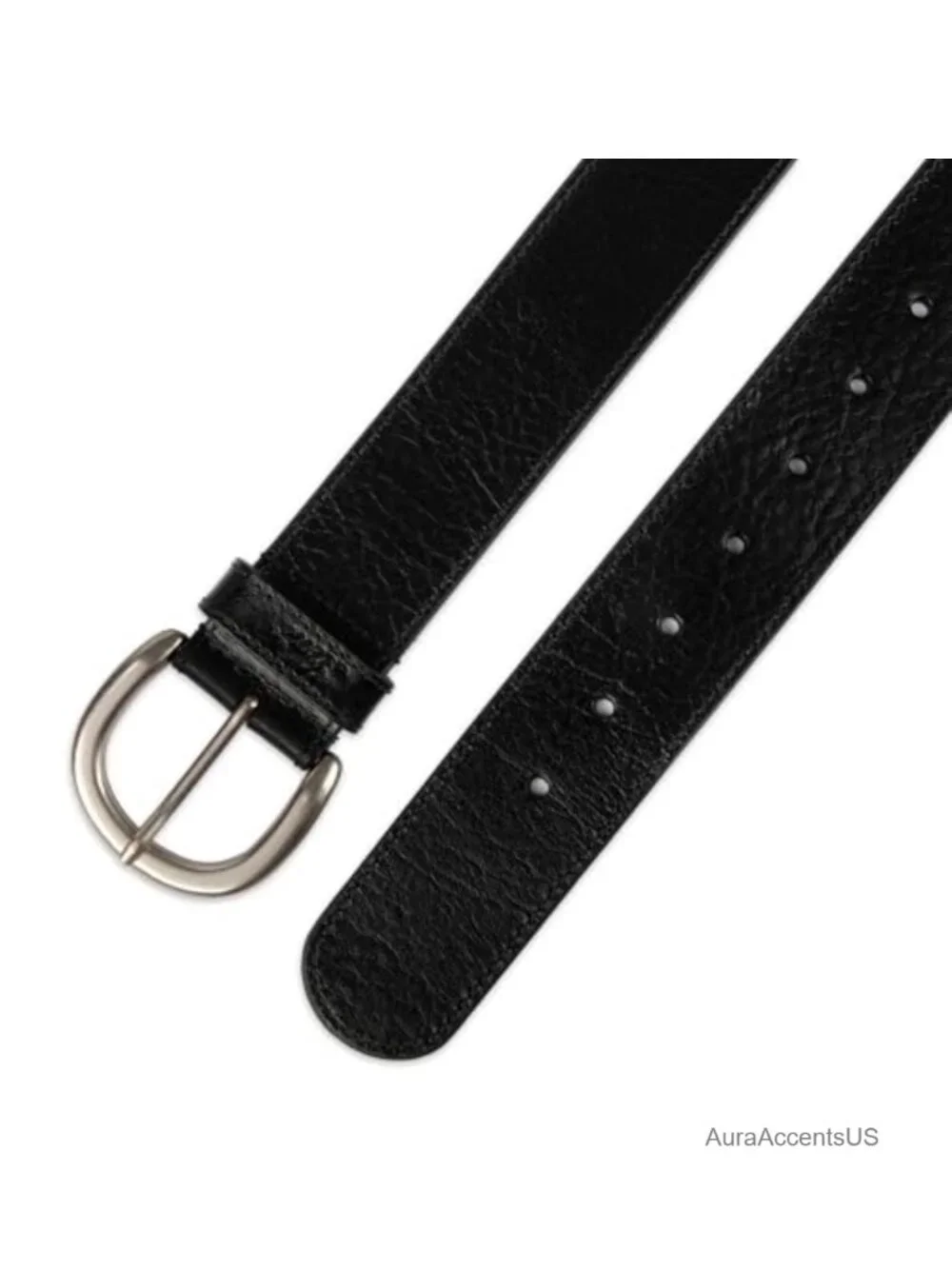 Genuine Leather Waist Belt with Curved Harness Buckle
